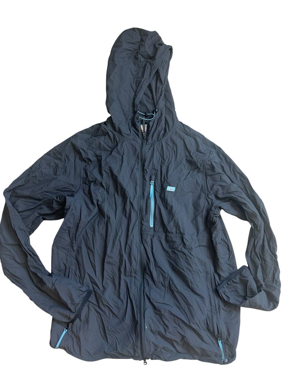 Faherty Shorelite Packable Anorak Jacket Mens Large Black Windbreaker Hooded Zip